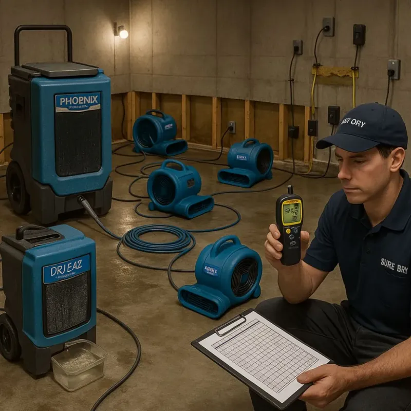 Structural Drying and Dehumidification process in Summit, NJ